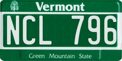 VT license plate NCL796