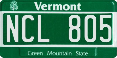 VT license plate NCL805