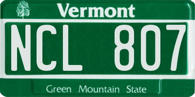 VT license plate NCL807