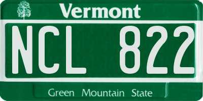 VT license plate NCL822