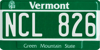 VT license plate NCL826