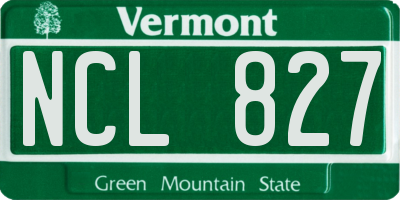 VT license plate NCL827