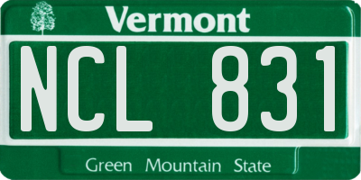 VT license plate NCL831