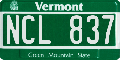 VT license plate NCL837