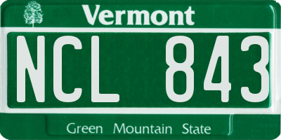 VT license plate NCL843