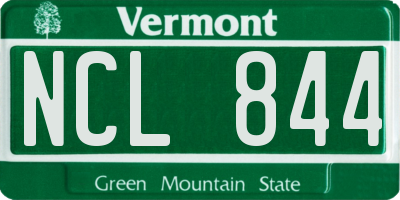 VT license plate NCL844