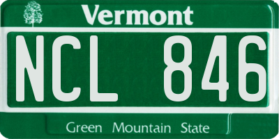 VT license plate NCL846