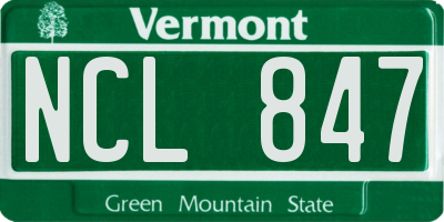 VT license plate NCL847