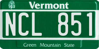 VT license plate NCL851