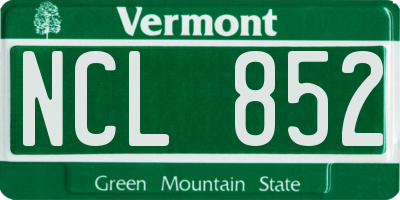 VT license plate NCL852