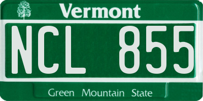 VT license plate NCL855