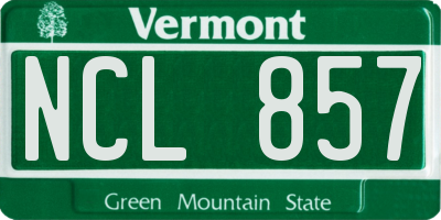 VT license plate NCL857