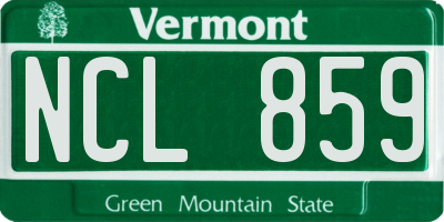 VT license plate NCL859