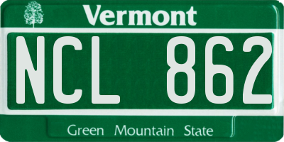 VT license plate NCL862