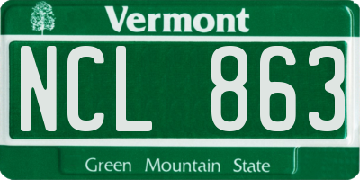 VT license plate NCL863