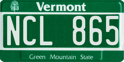 VT license plate NCL865