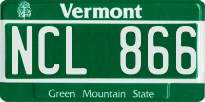VT license plate NCL866