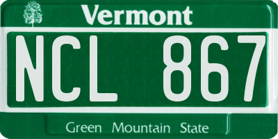 VT license plate NCL867