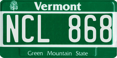 VT license plate NCL868