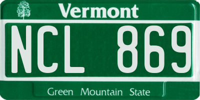 VT license plate NCL869