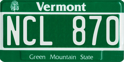 VT license plate NCL870