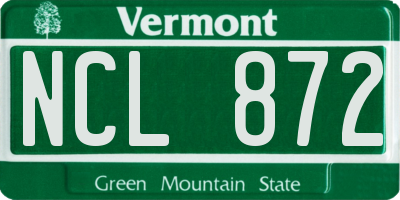 VT license plate NCL872