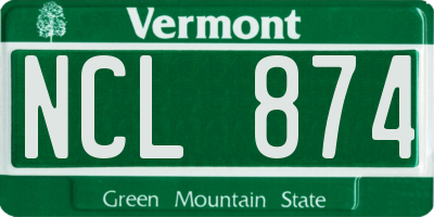 VT license plate NCL874