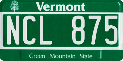 VT license plate NCL875