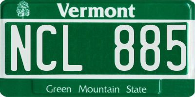 VT license plate NCL885