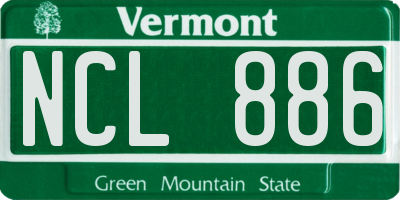 VT license plate NCL886