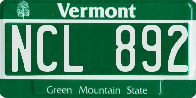 VT license plate NCL892
