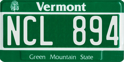 VT license plate NCL894