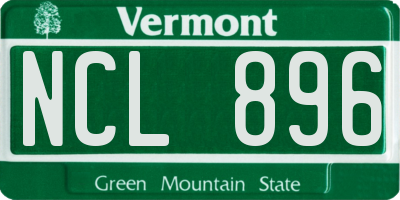 VT license plate NCL896