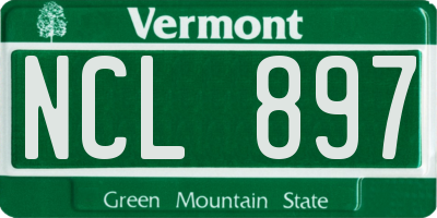 VT license plate NCL897