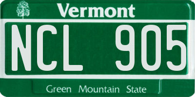 VT license plate NCL905