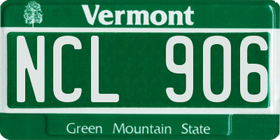VT license plate NCL906