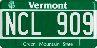 VT license plate NCL909