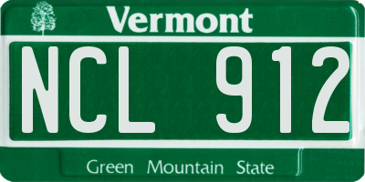 VT license plate NCL912