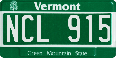 VT license plate NCL915