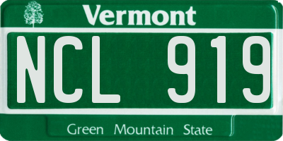 VT license plate NCL919