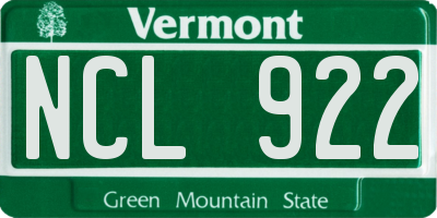 VT license plate NCL922