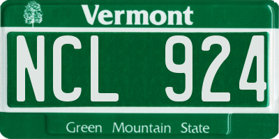 VT license plate NCL924
