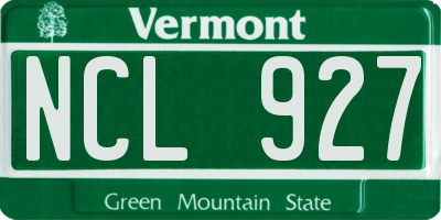 VT license plate NCL927