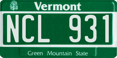 VT license plate NCL931