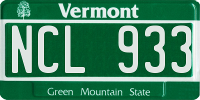 VT license plate NCL933