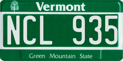 VT license plate NCL935