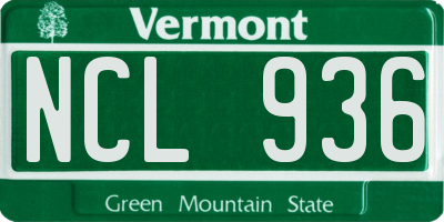 VT license plate NCL936