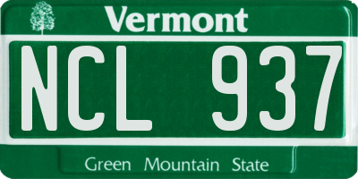 VT license plate NCL937