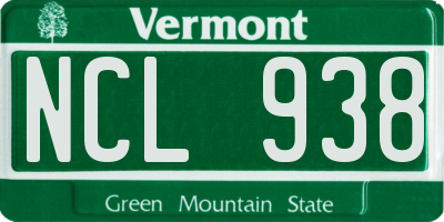 VT license plate NCL938
