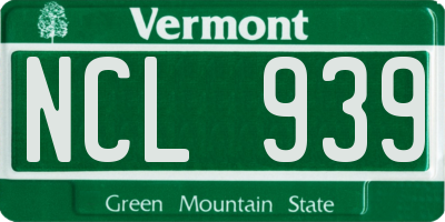 VT license plate NCL939